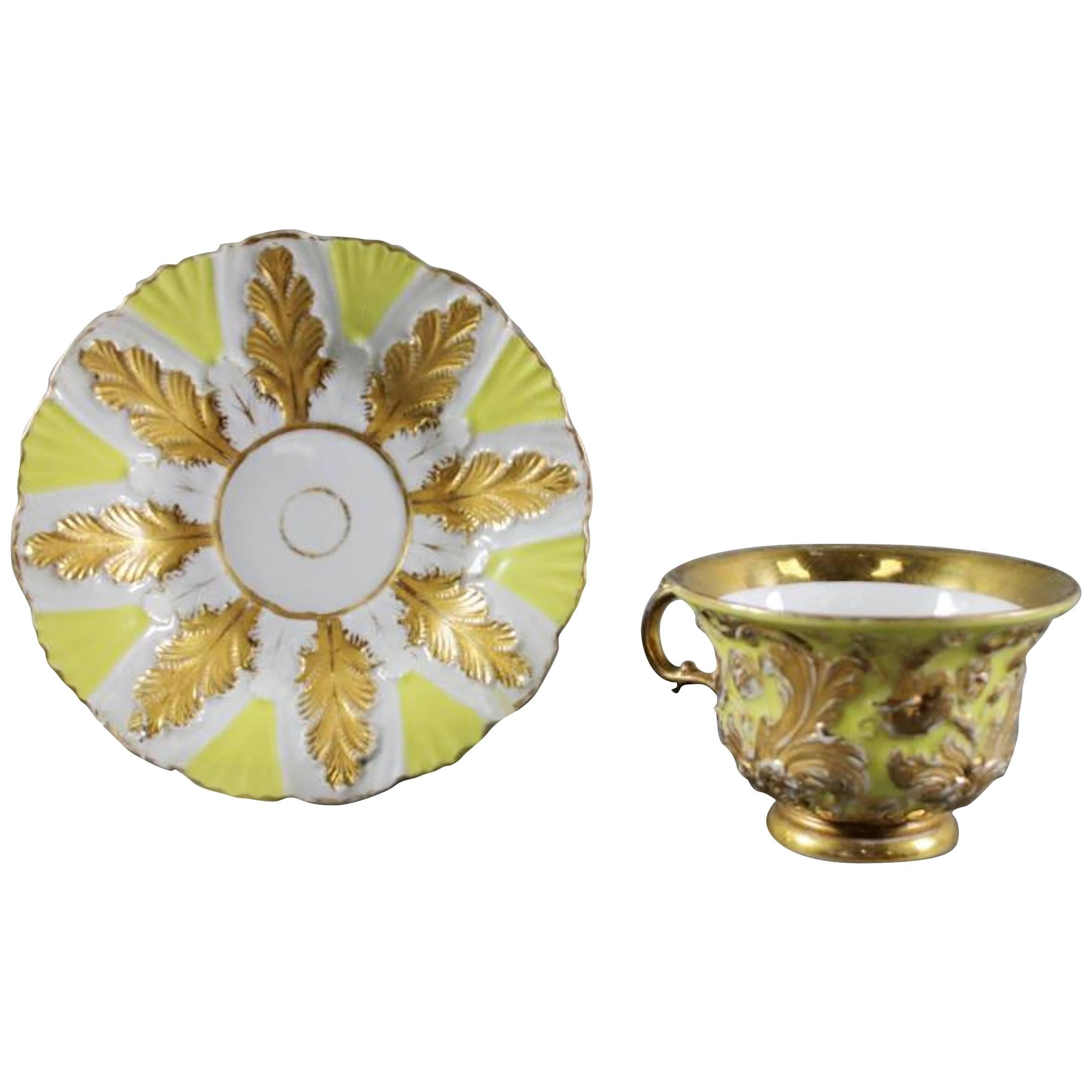 19th Century German Meissen Cup and Saucer Gold Gilt For Sale