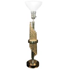 Modernist Glass Twist Rod Design Chrome Capped Lamp