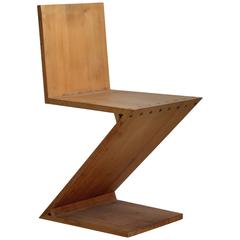 Gerrit Rietveld Riveted Wood Zig-Zag Chair, 20th Century, Danish