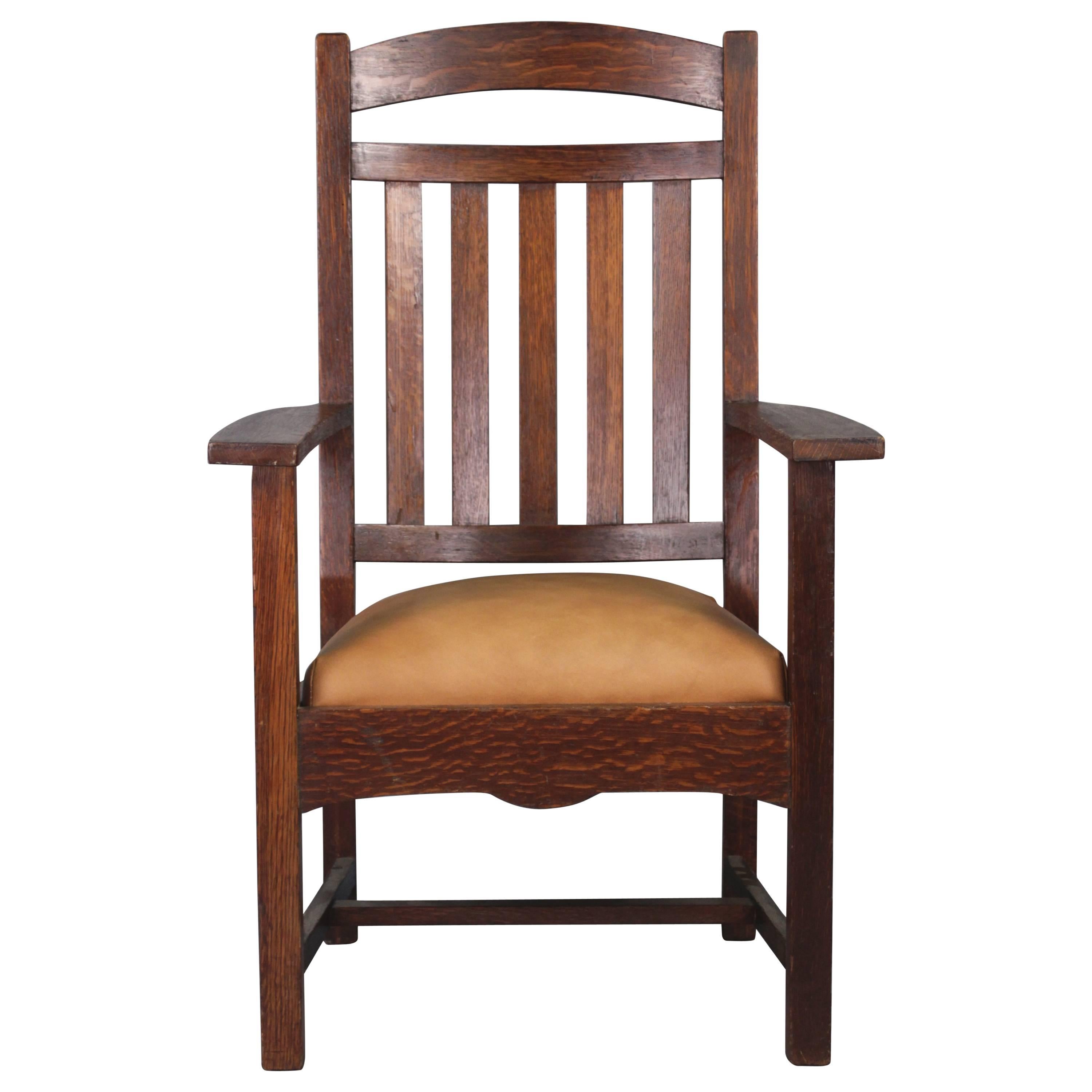 1910 Arts & Crafts Period Tall Back Armchair