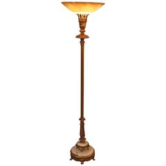 American Torchiere Floor Lamp with Onyx Base