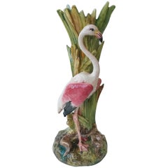 Antique 19th Century, Majolica Flamingo Vase Delphin Massier