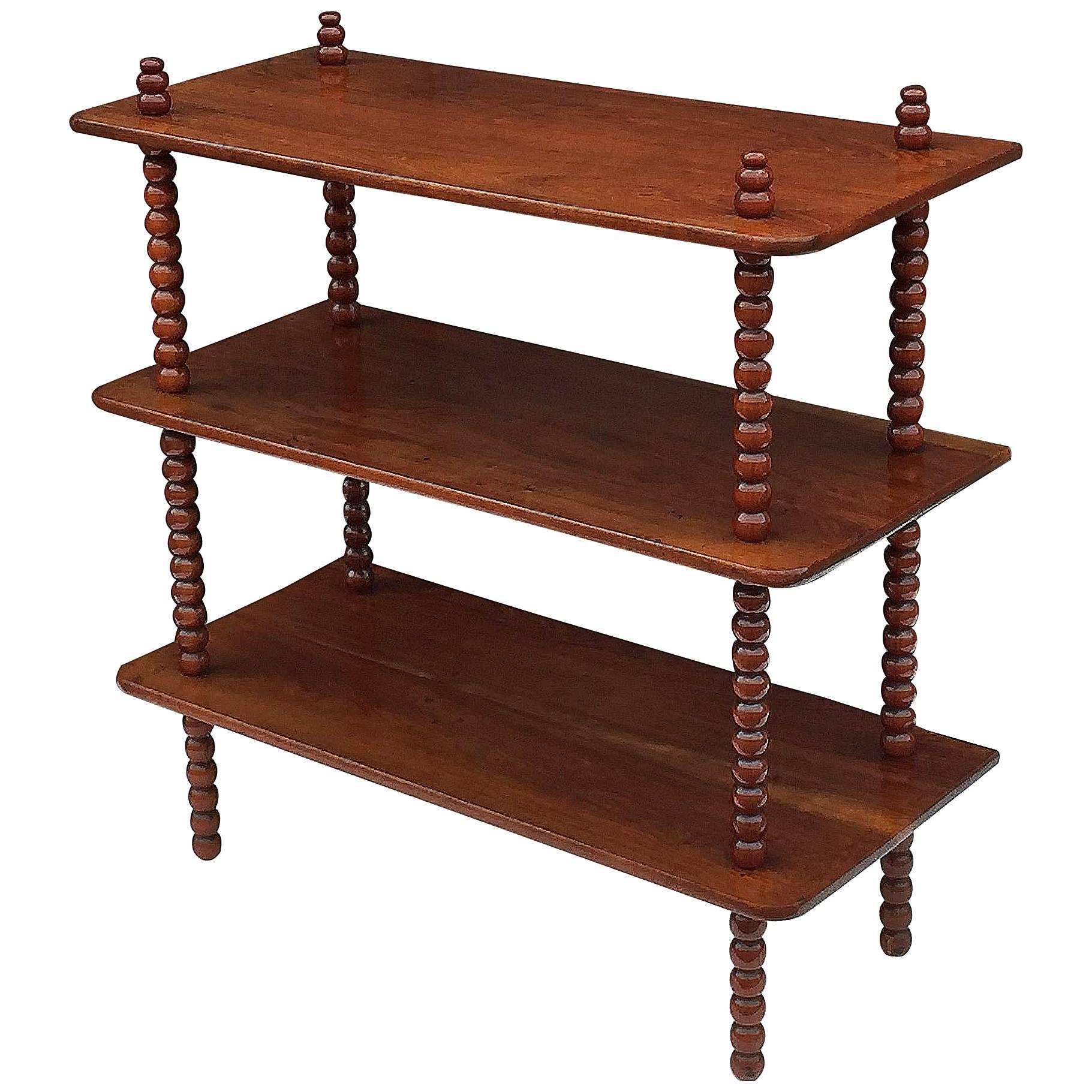 English Console Shelves of Mahogany with Bobbin Turned Supports For Sale