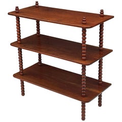 English Console Shelves of Mahogany with Bobbin Turned Supports