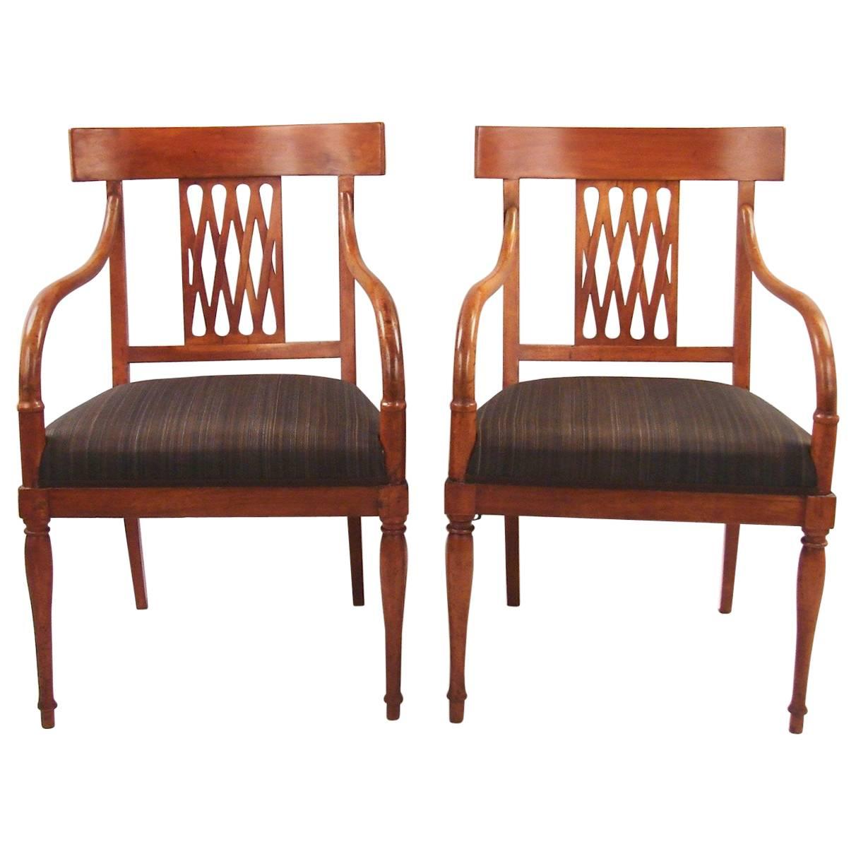 Neoclassical Northern European Style Fruitwood Armchairs