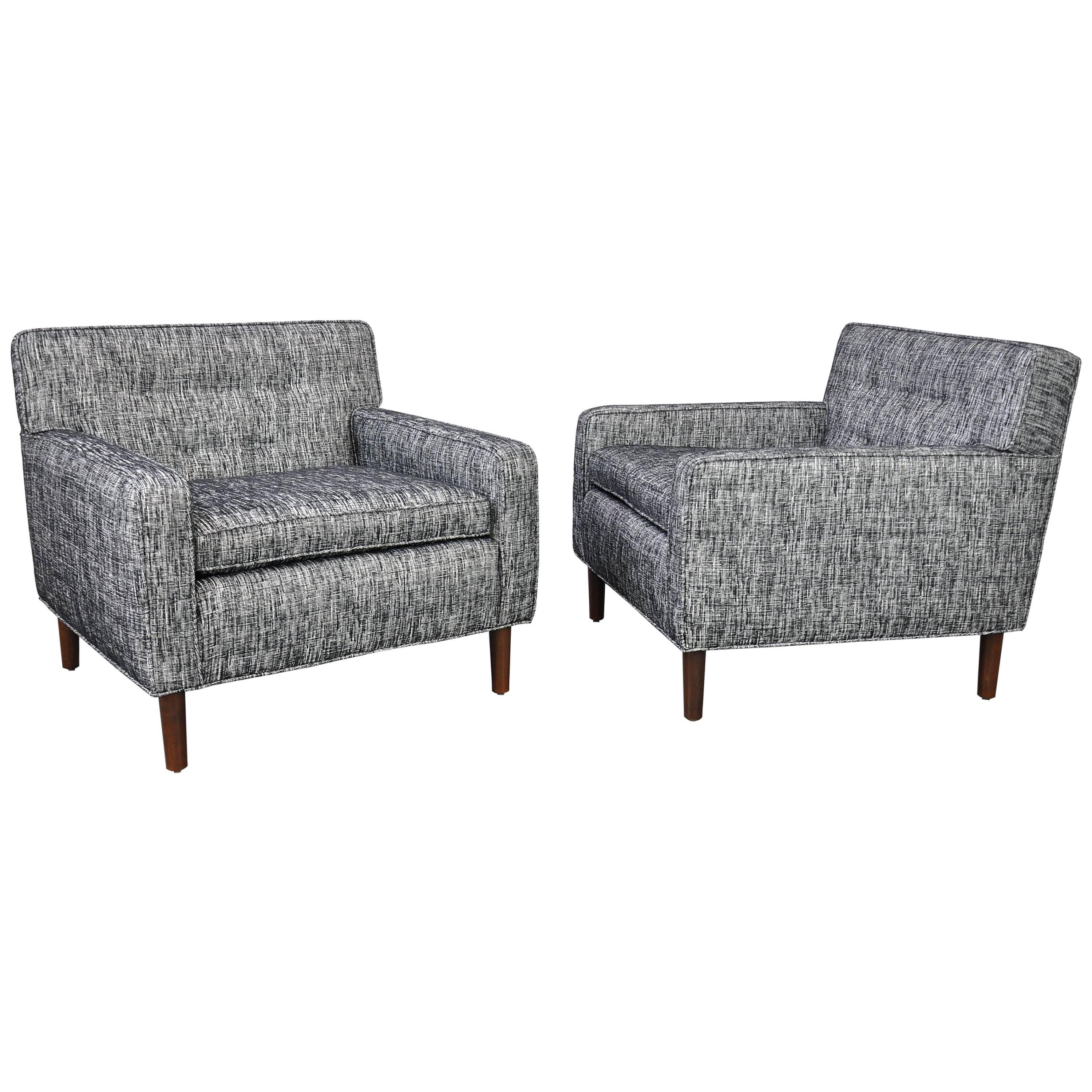 Pair of Edward Wormley for Dunbar Tufted Lounge Chairs