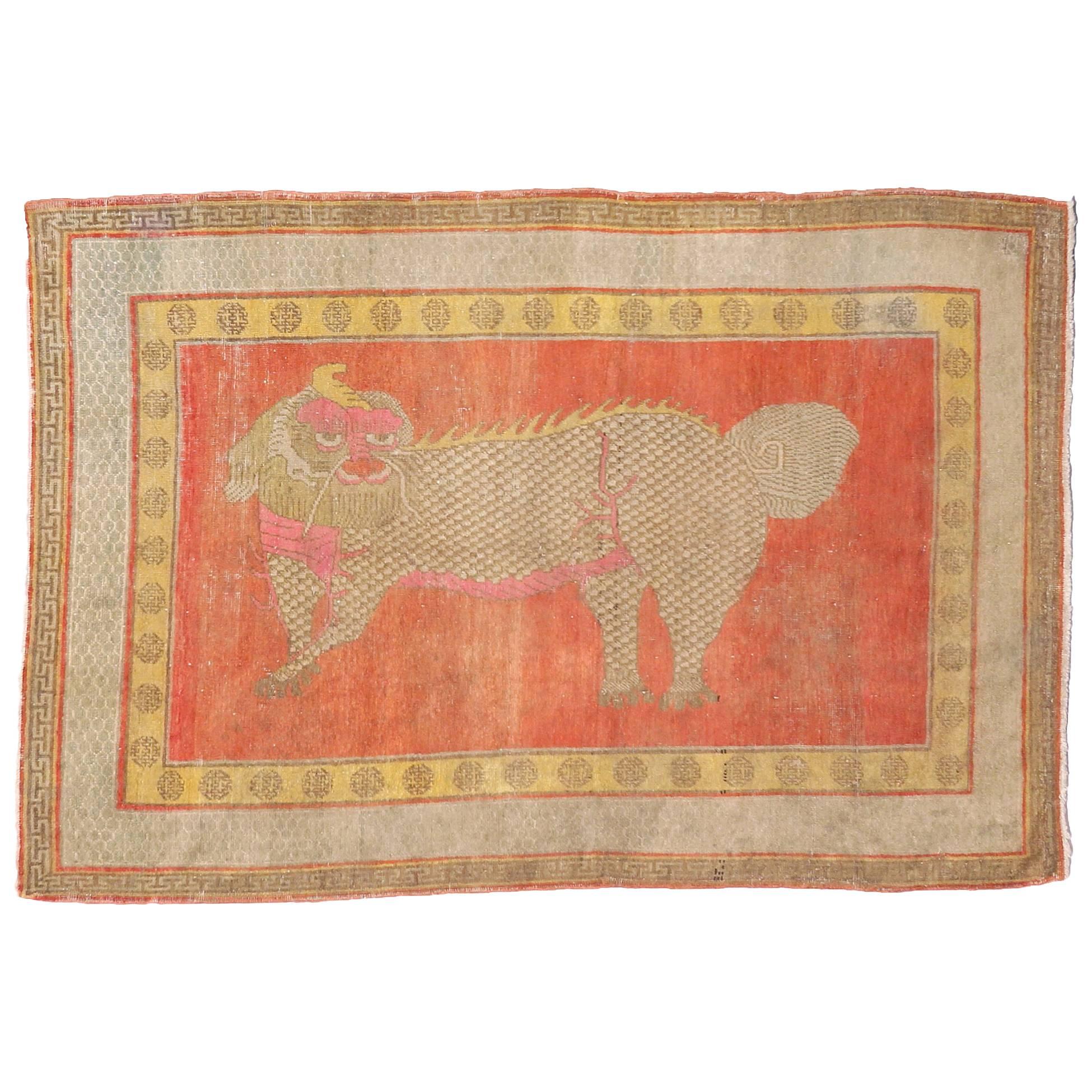 Antique Samarkan Pictorial Rug, circa 1920s