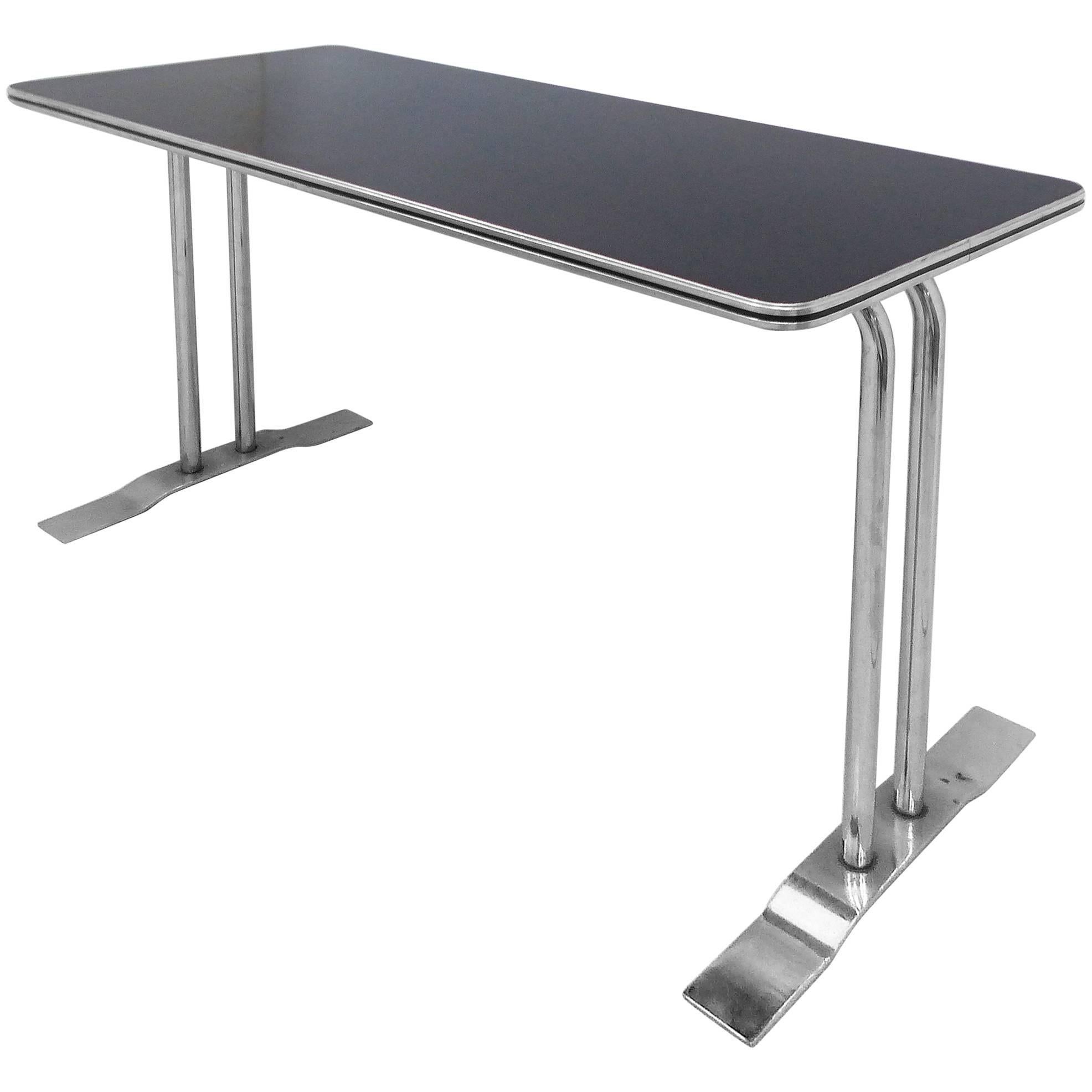 Art Deco Streamline Chrome Writing Table or Console Table