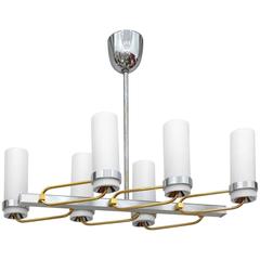 Mid-Century Modern Two-Tone Chandelier with Glass Shades 8