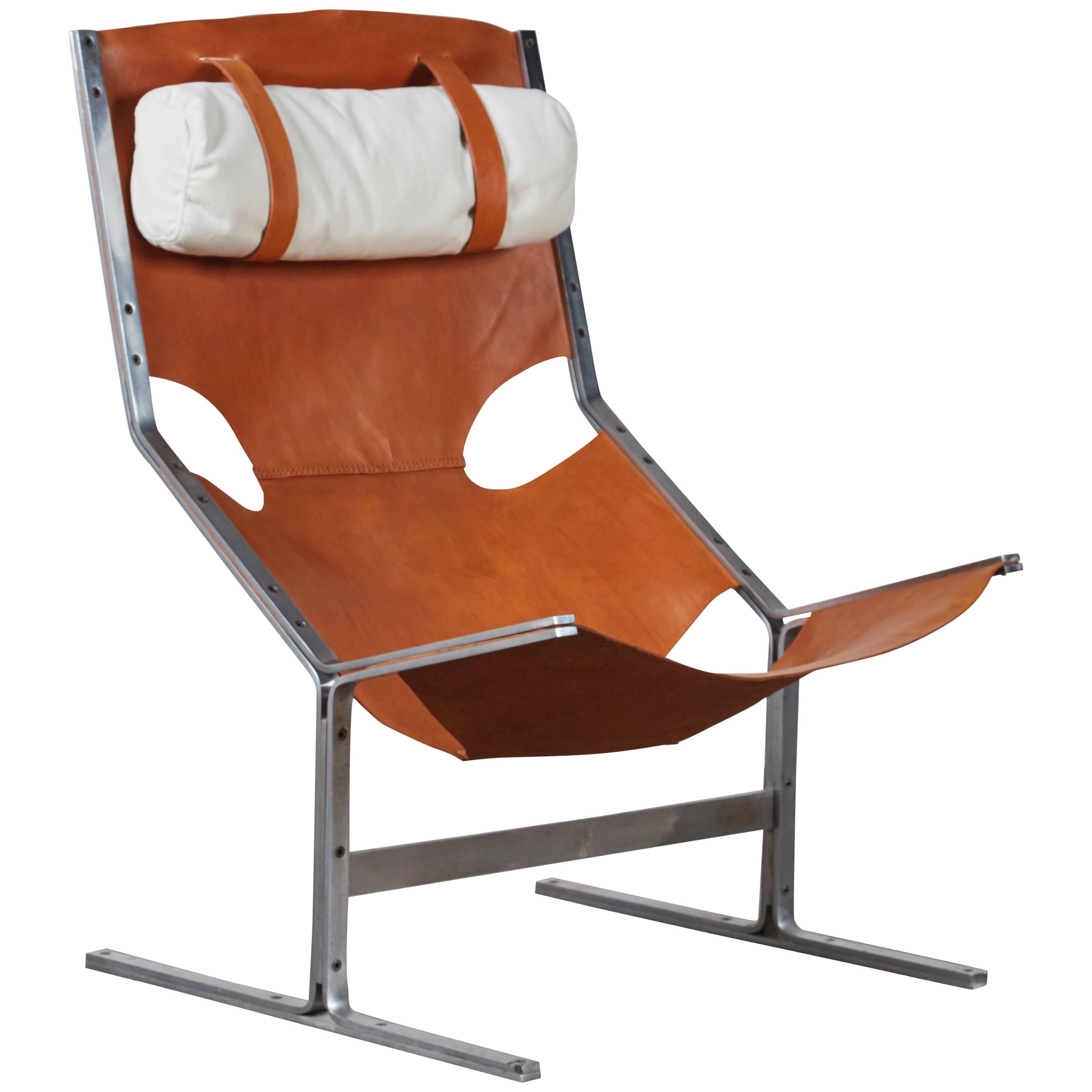 Rare Leather Lounge Chair by A. Polak