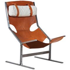 Rare Leather Lounge Chair by A. Polak