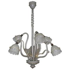 Chandelier Murano Art Glass Reticello 1940 Very Elegant 3