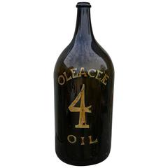 Antique Giant 19th Century Italian Olive Oil Bottle with Gold Number and Lable