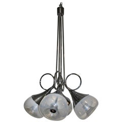 Lampadario Esperia a forma di sfere d'acciaio con vetro di Murano, anni '70