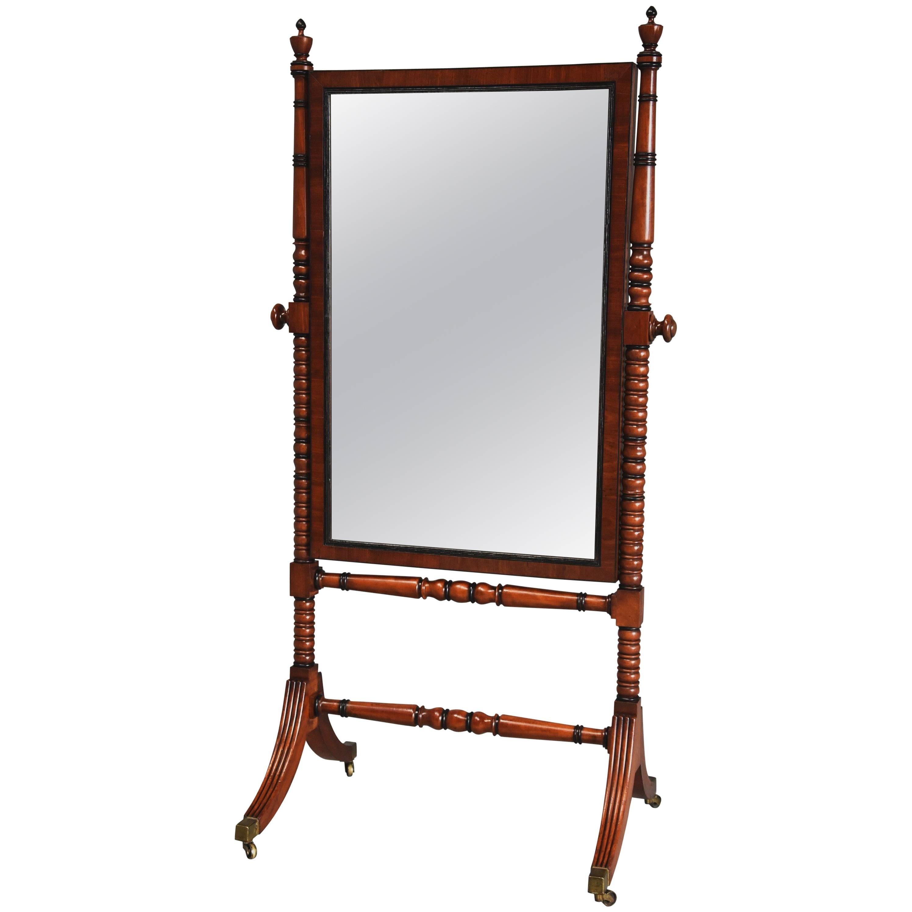 Early 19th Century Fine Quality Regency Mahogany Cheval Mirror