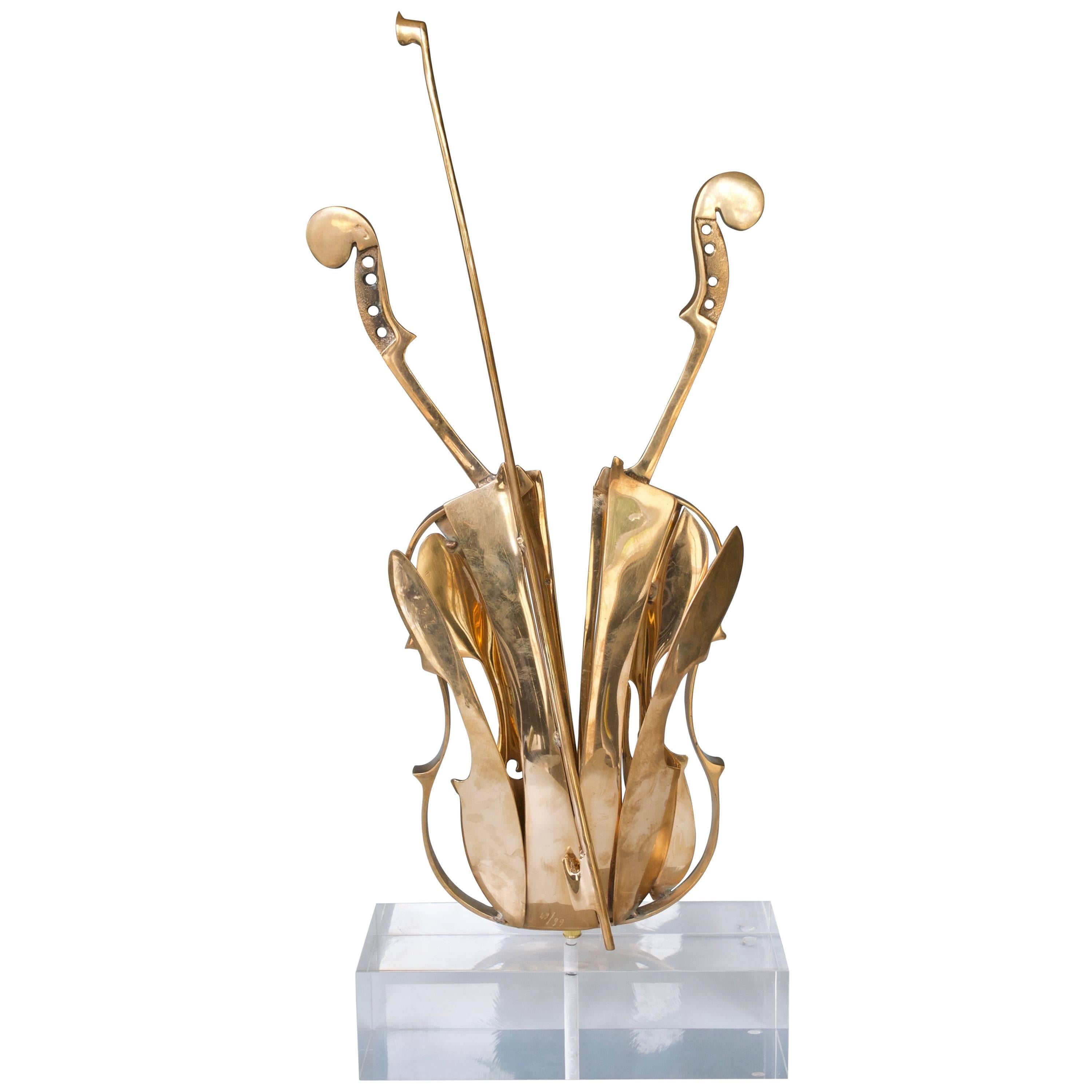 Beautiful Arman's Bronze Violin Sculpture For Sale