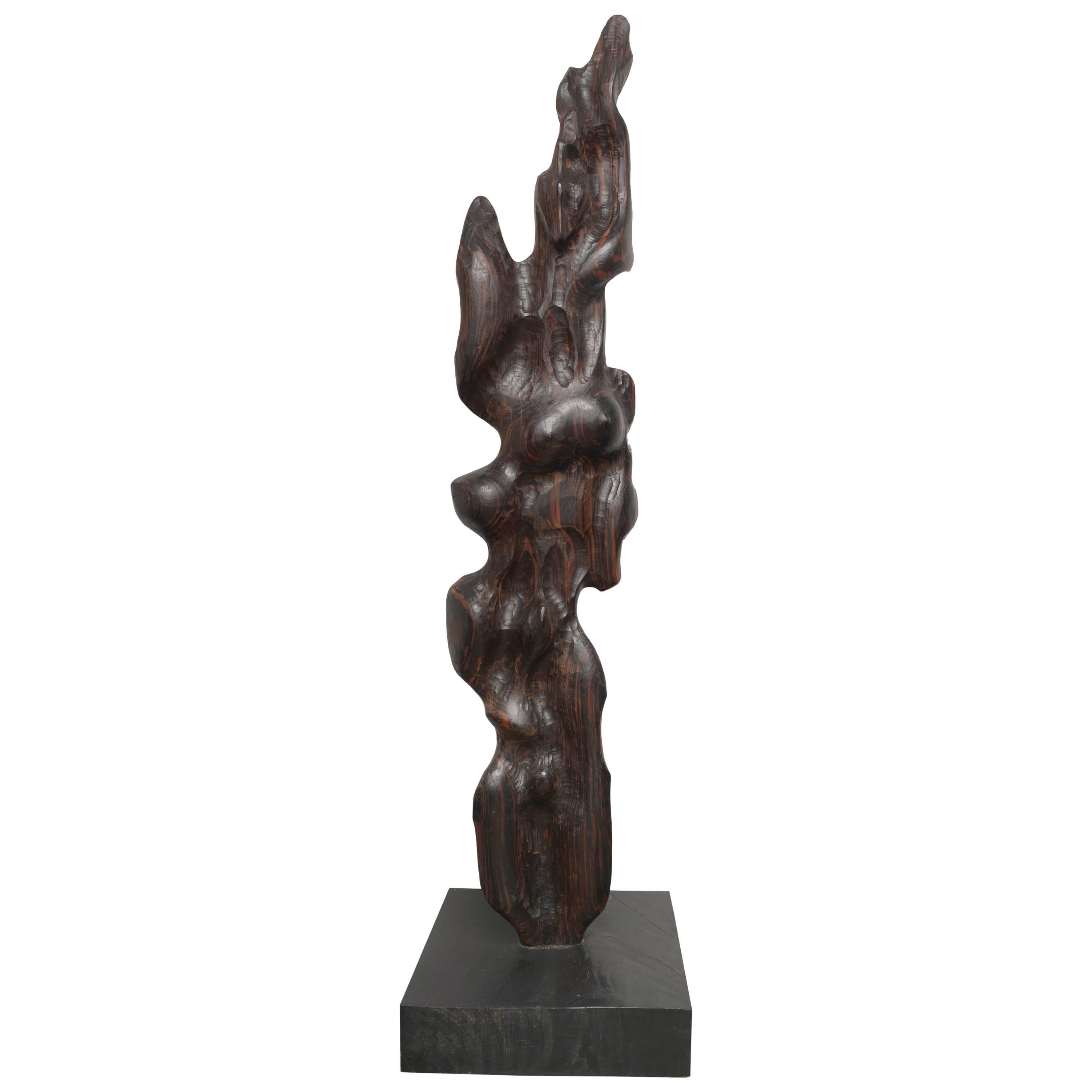 Monumental 1960s Macassar Ebony Sculpture For Sale