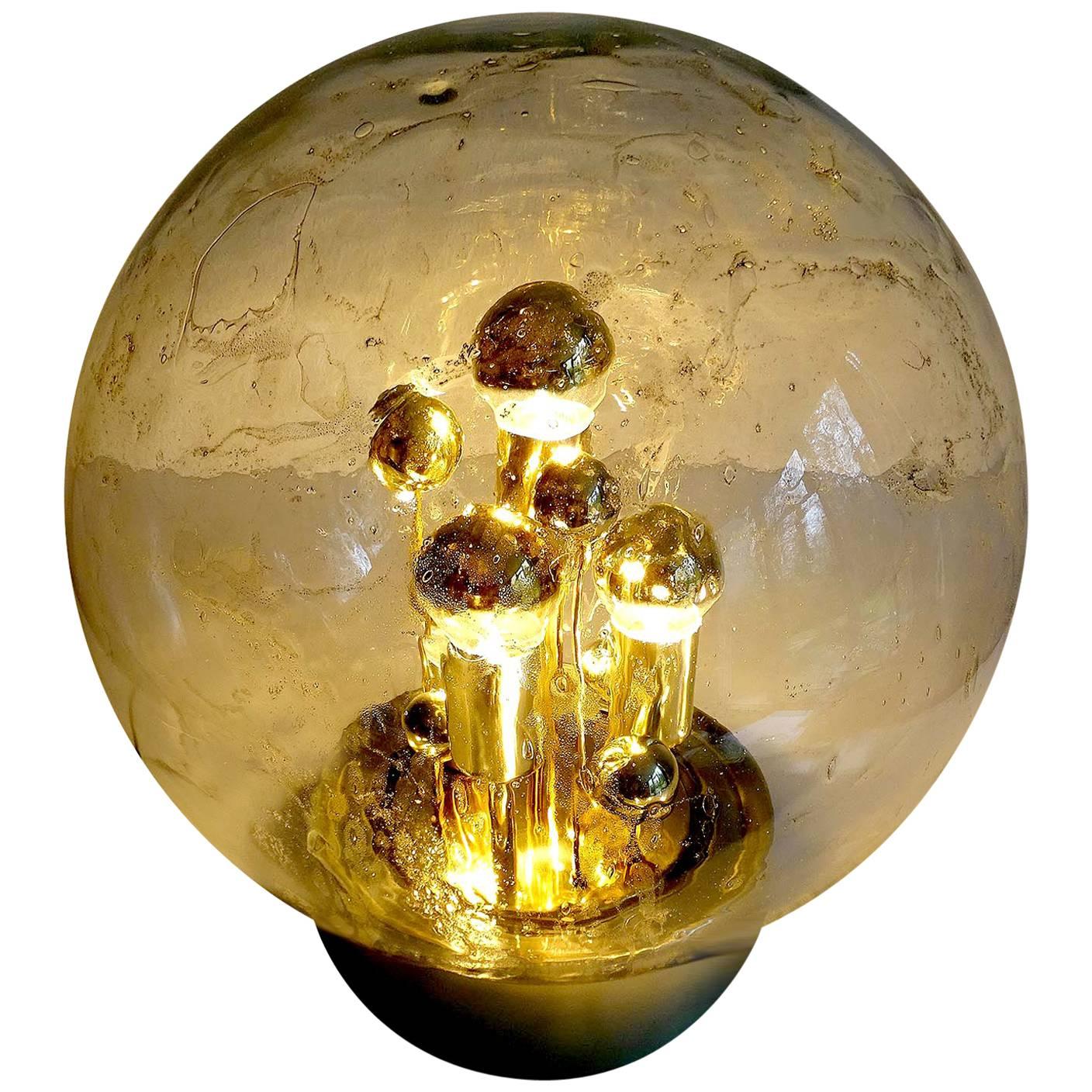  Large Doria MidCentury Glass Globe Table Lamp,  Kalmar Style For Sale