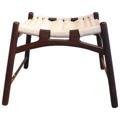 Stool with Frame of Wengé and Bars of Oak with Woven Seat by Martin Godsk 10
