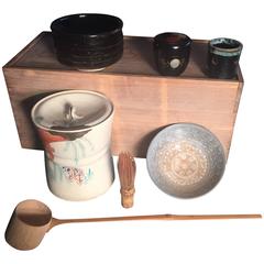 Retro Japan Fine Old Tea Ceremony Set Complete Signed Mint and Boxed