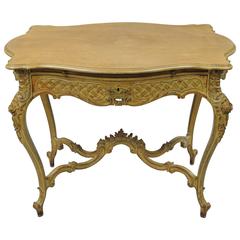 French Country Louis XV Style Carved and Distressed Dressing Table Writing Desk 3
