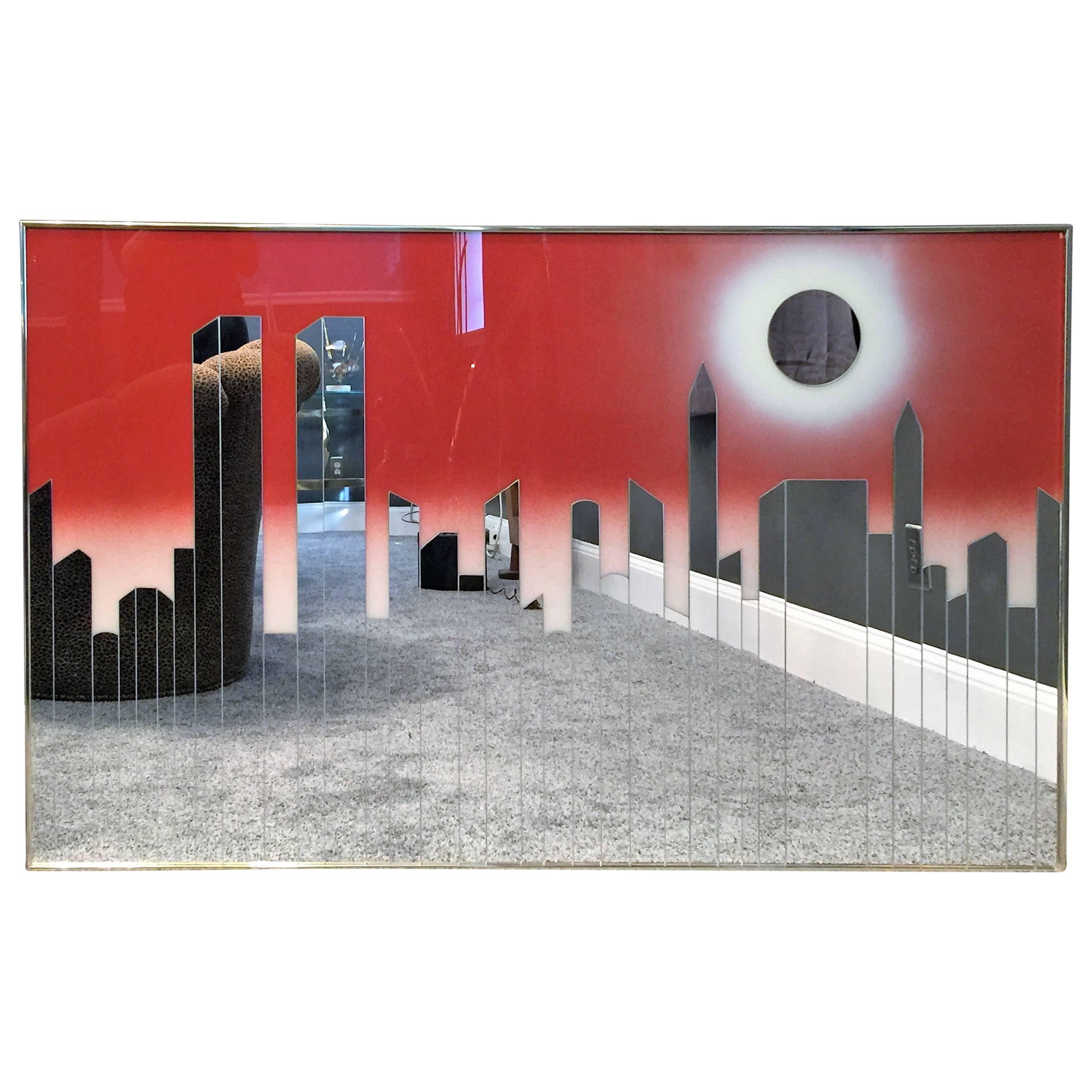Stunning Modern Manhattan Mirrored Skyline Wall Hanging For Sale