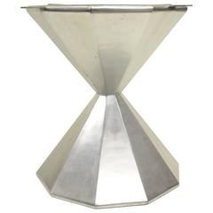 Faceted Hour Glass Dining Center Table Pedestal Base Aluminum Aviator Style