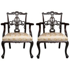 Pair of 19th Century English Ribbon Back Armchairs