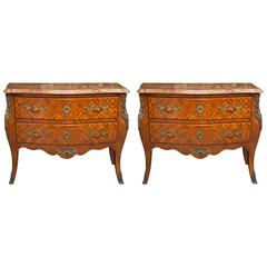 Pair of Louis XV Style Inlaid Commodes