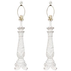 Tall Composition Lamps with White Wash