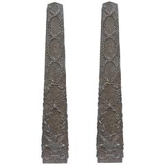 Tall Pair of Custom Painted Wooden Obilisques 10