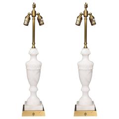 Pair of White Marble Lamps