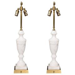 Pair of White Marble Lamps 10