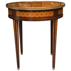 Circular Inlaid Louis XVI Side Table with Brass Accents