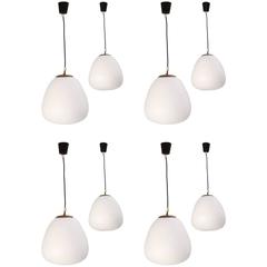 Set of two 1950s Italian Pendant Lamps with Opaline Glass 1