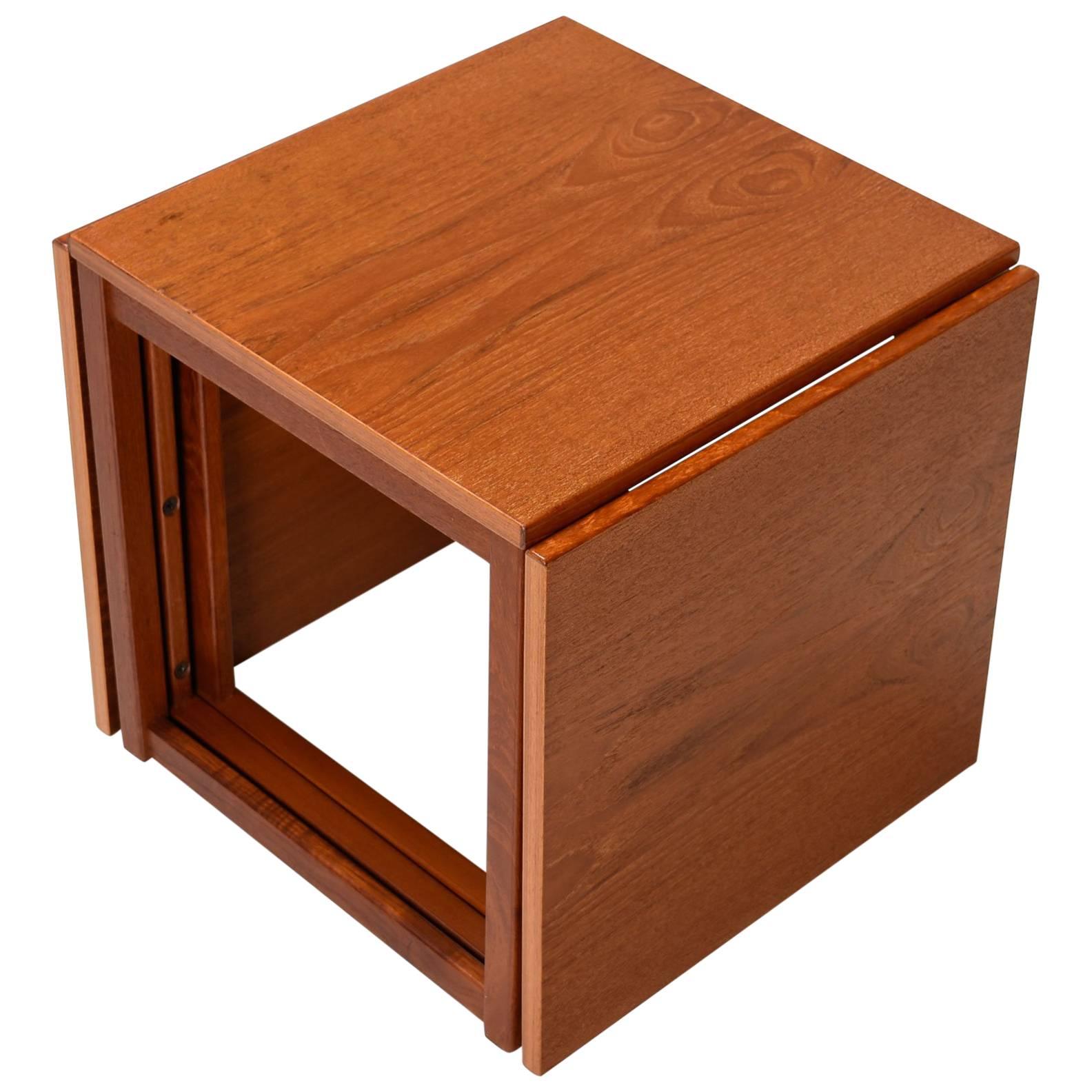 Scandinavian Modern Kai Kristiansen Danish Teak Cube Nesting Tables, 1960s