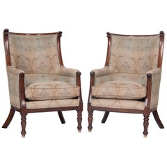 Huge Pair of Barrel Form Mahogany Chairs Huge Pair of Barrel Form Mahogany Chairs