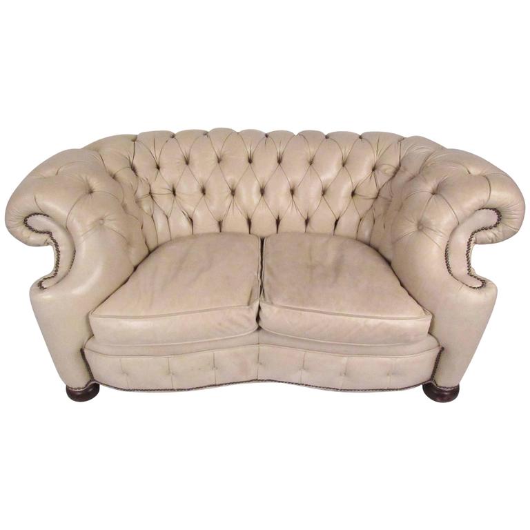 Leather Chesterfield Sofa Loveseat at 1stDibs