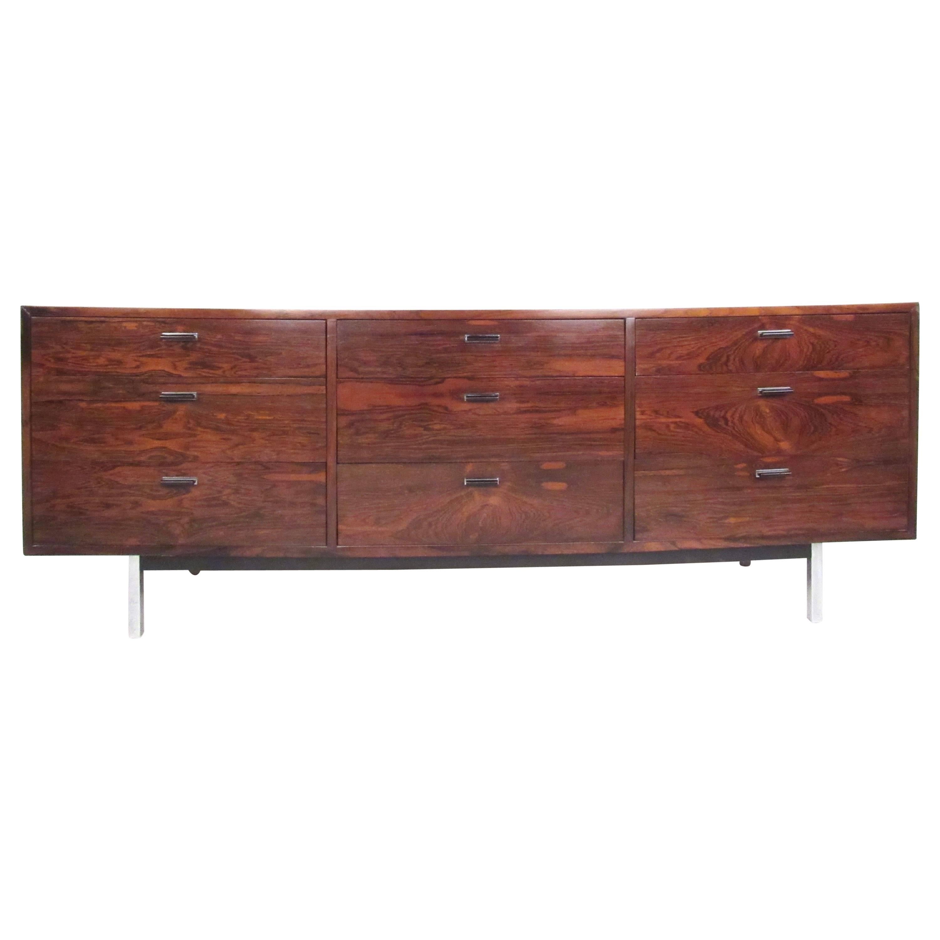 Mid Century Rosewood Nine-Drawer Dresser by Founders For Sale