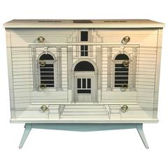 Vintage Magnificent Italian Building Design Dresser in the Manner of Piero Fornasetti