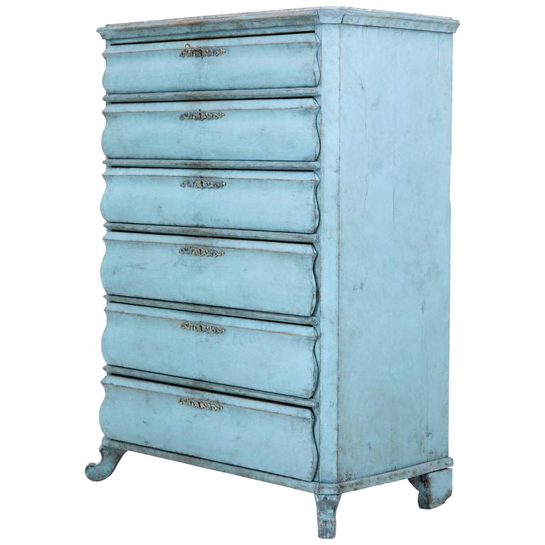19th Century Swedish Painted Tall Chest of Drawers at 1stdibs