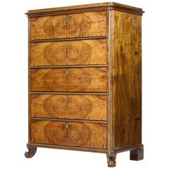 Antique 19th Century Walnut Tall Chest of Drawers