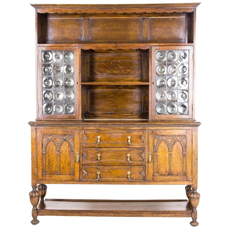 Antique Scottish Oak Welsh Dresser Sideboard Buffet Bullseye