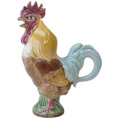 Antique 19th Century Majolica Rooster Pitcher Georges Dreyfus
