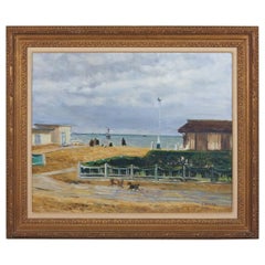 Vintage "At the Seaside" Oil on Canvas by Gaston Sebire
