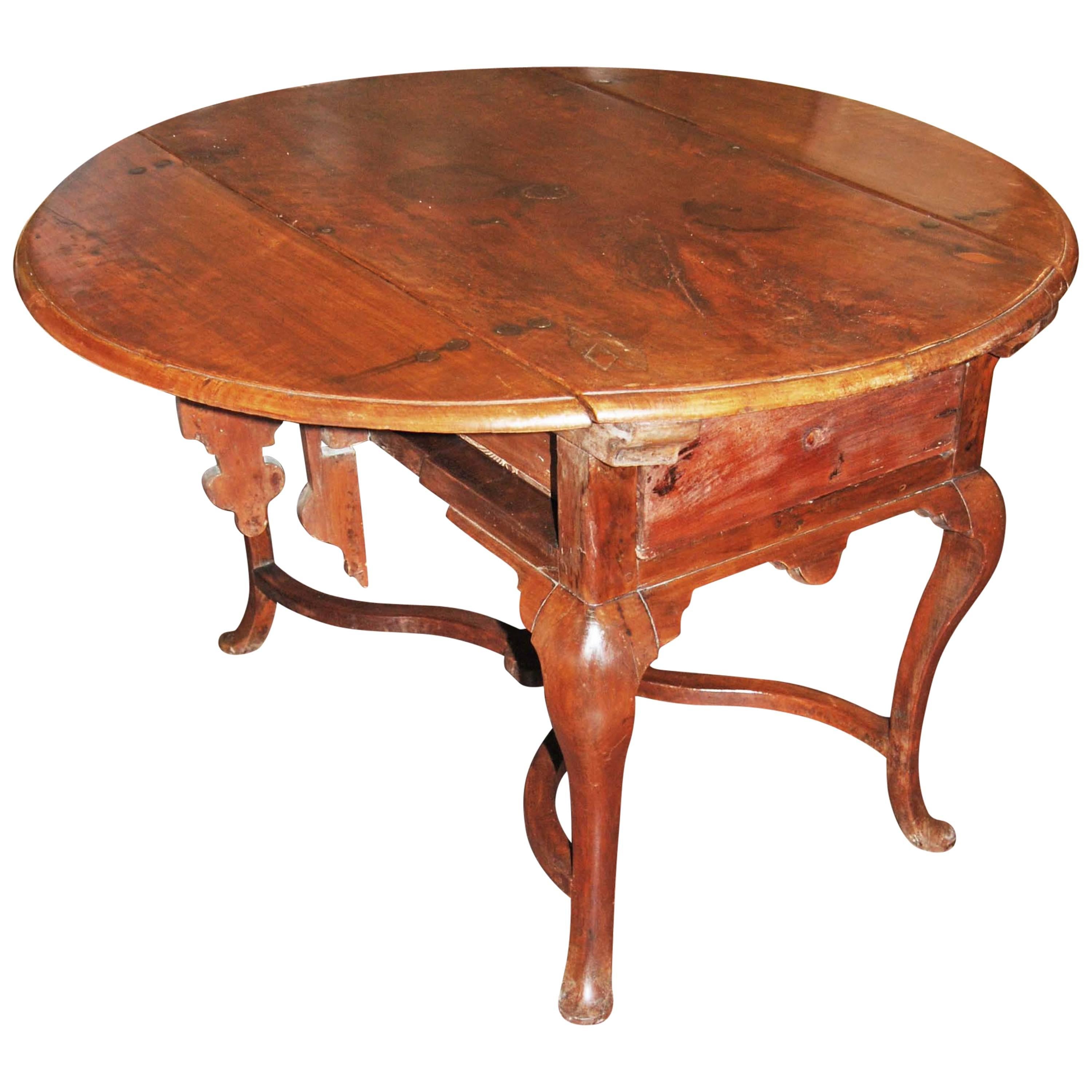 19th Century Walnut Drop Leaf Table For Sale