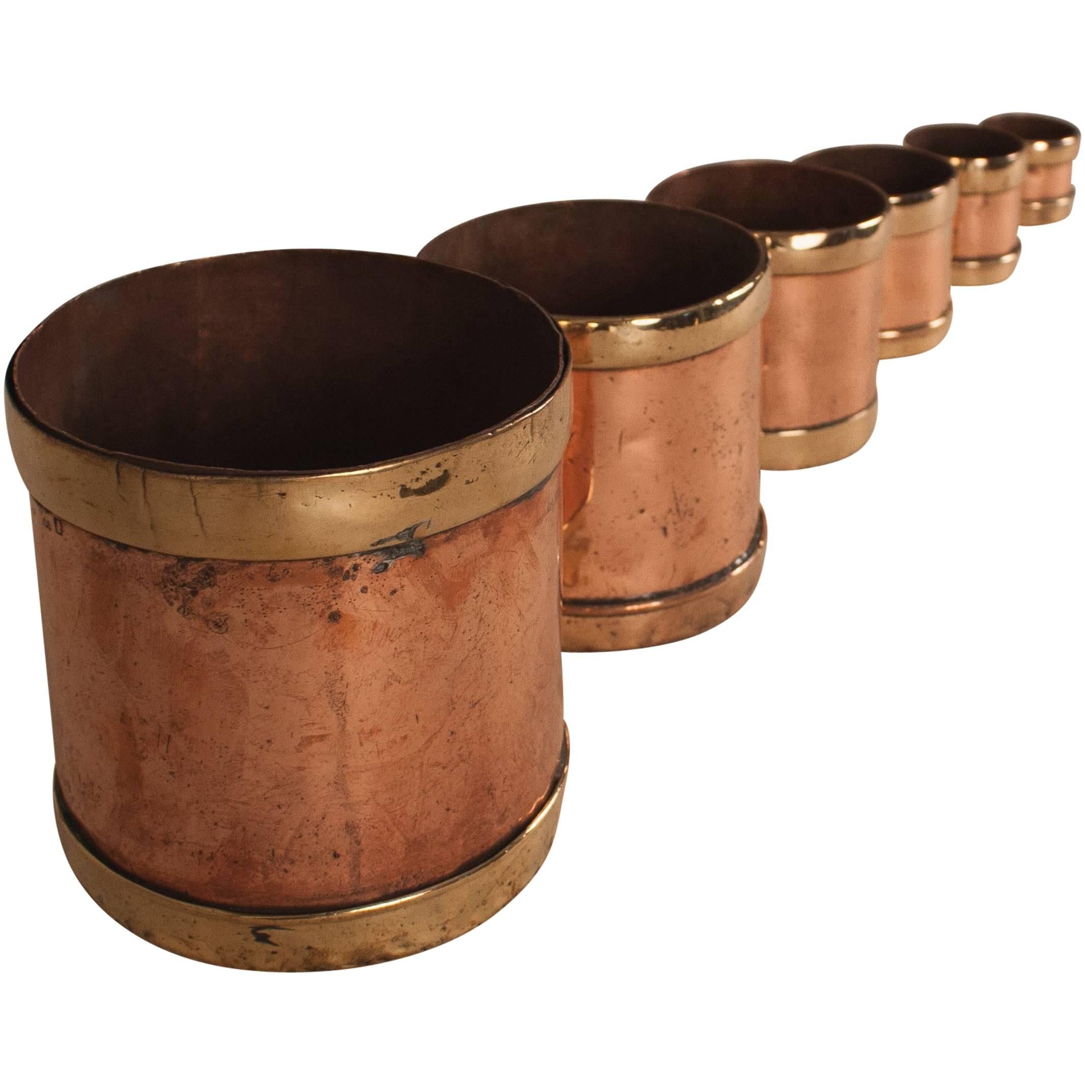 Set of Antique Copper and Brass Seer Measures
