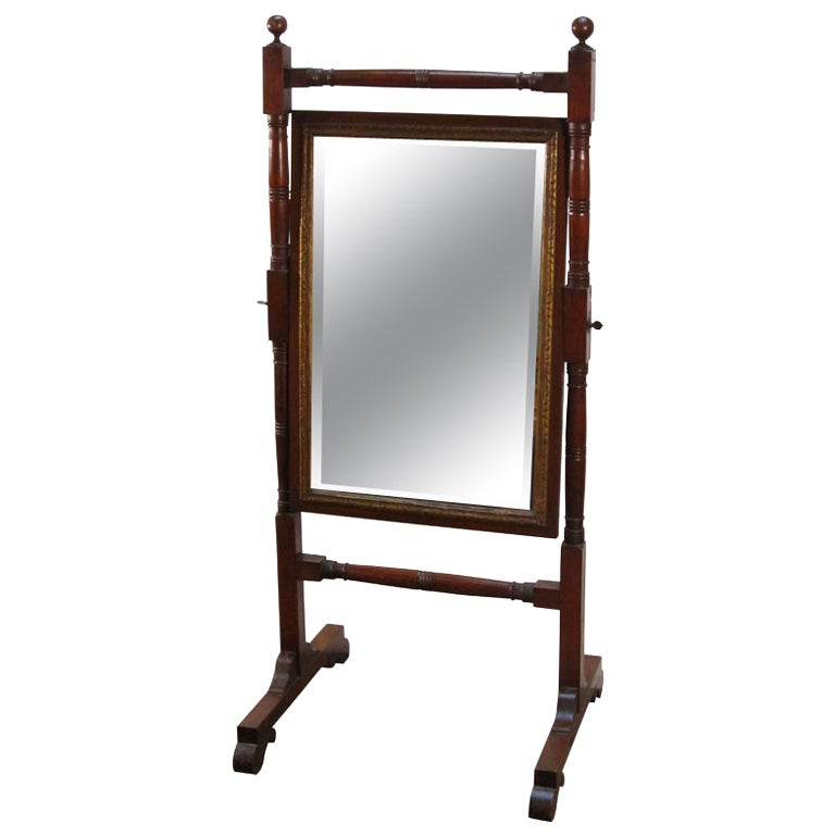 English Cheval Mirror of Mahogany from the Regency Era