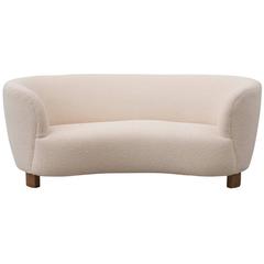 Curved Three-Seat Danish Sofa