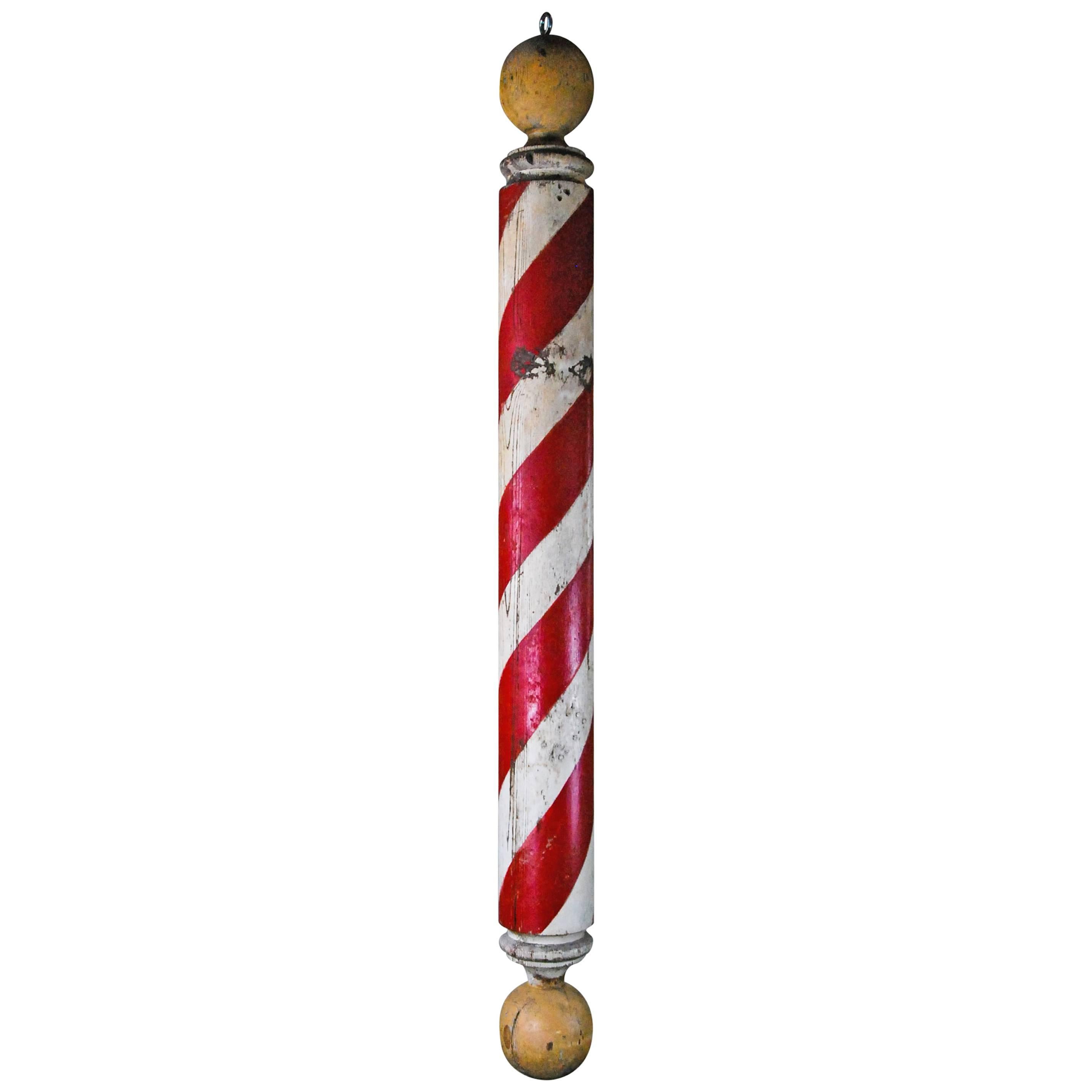19th Century Wooden Barber Pole